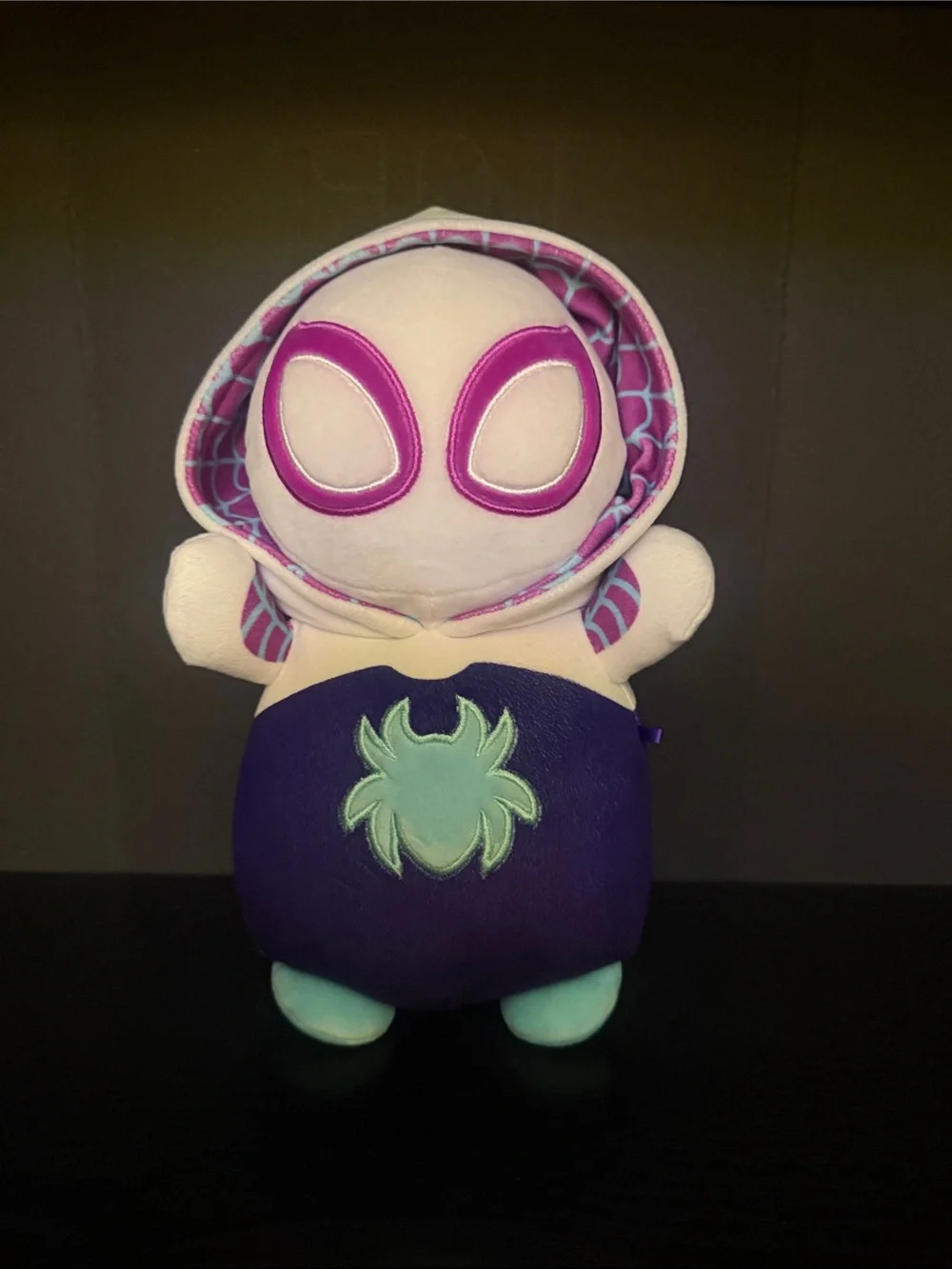 Kids Plush Spider-Hooded Superhero Toy - White & Purple